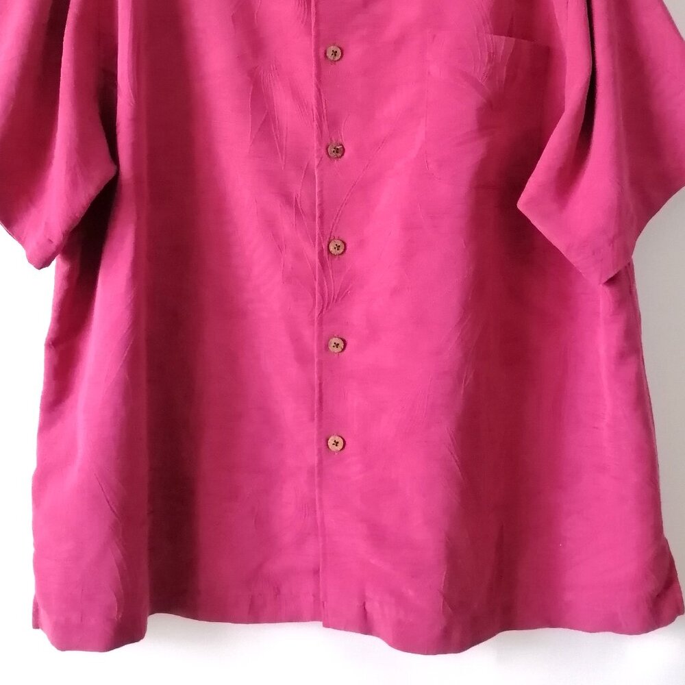Caribbean Mens Pink Short Sleeve Collared Button Up Shirt Size XL - Picture 3 of 8